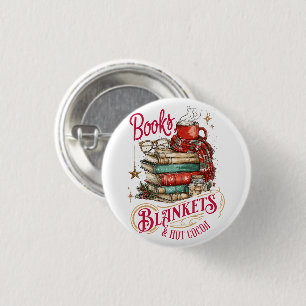 Chapa Redonda De 2,5 Cm Libros Cobijas y Chocolate Caliente