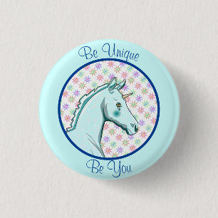 Chapa Redonda De 2,5 Cm Lil Palomino Unicorn (azul/púrpura)