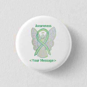 Chapa Redonda De 2,5 Cm Lime Green Awareness Ribbon Angel Personalizado Pi
