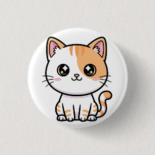 Chapa Redonda De 2,5 Cm Lindo gatito atigrado naranja Kawaii