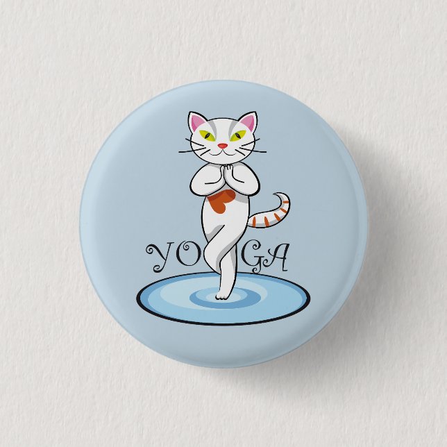 Chapa Redonda De 2,5 Cm Lindo Gato yoga (Anverso)