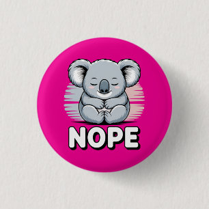Chapa Redonda De 2,5 Cm Lindo Koala Durmiendo “No” Divertido Cartoon