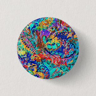 Chapa Redonda De 2,5 Cm Lindo patrón floral vintage colorido