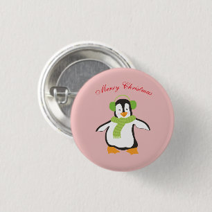 Chapa Redonda De 2,5 Cm Lindo pingüino de dibujos animados con bufanda ver