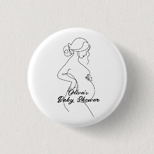 Chapa Redonda De 2,5 Cm Line Art Pregnancy Silhouette Baby Shower