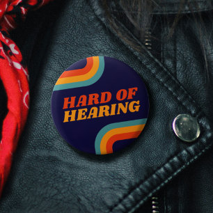 Chapa Redonda De 2,5 Cm Líneas retro de Naranja azul de los años 70 difíci