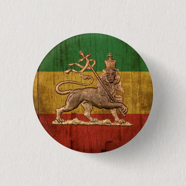 Chapa Redonda De 2,5 Cm Lion of Judah - Haile Selassie Rastafari Button - (Anverso)