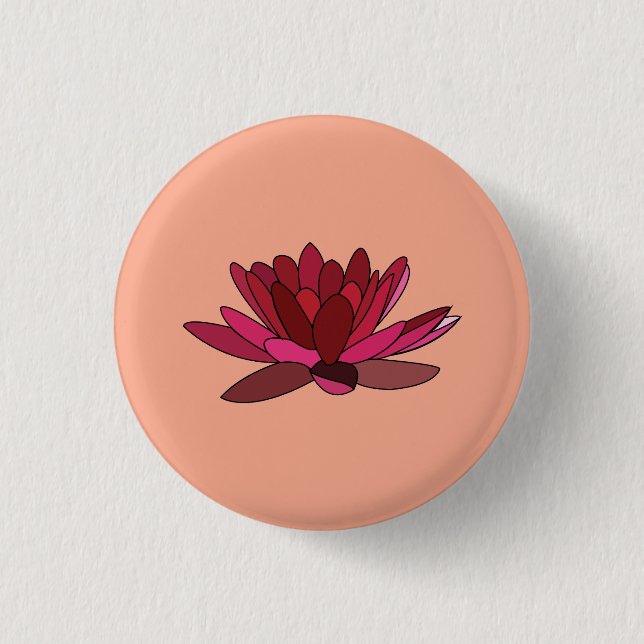Chapa Redonda De 2,5 Cm Lirios de agua rosados rojos (Anverso)