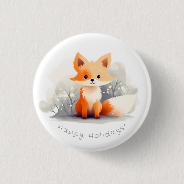 Chapa Redonda De 2,5 Cm Little fox in winter (Anverso)