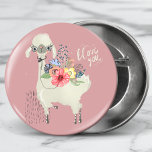 Chapa Redonda De 2,5 Cm Llama floral moderna y caprichosa te quiero<br><div class="desc">Este moderno diseño presenta una bella llama floral floral con "I Love You" en un moderno guión escrito a mano sobre un polvoriento fondo rosado. #love #iloveyou #llama #animal #whimsical #moda #elegante #estilo #floral #botánico #animal #rosado #botones #accesorios #medias stuffers #genial #divertido #feminista #trendy</div>