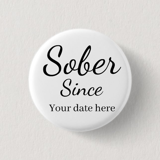 Chapa Redonda De 2,5 Cm Llave personalizada “Sobrio desde” - Fecha de sobr (Anverso)