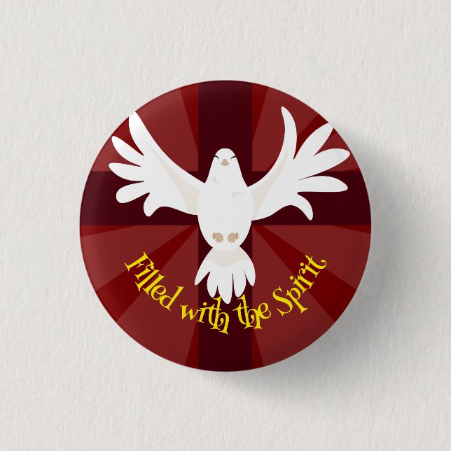 Chapa Redonda De 2,5 Cm Lleno de paloma espiritual con pentecostés cruzado (Anverso)