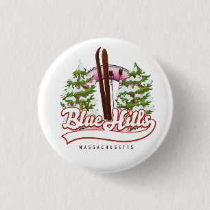 Chapa Redonda De 2,5 Cm Logo de Blue Hills Massachusetts Ski