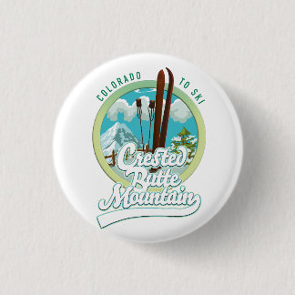 Chapa Redonda De 2,5 Cm Logo de Crested Butte Mountain Colorado Ski
