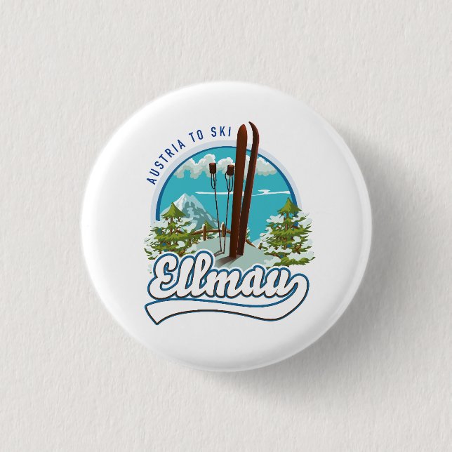 Chapa Redonda De 2,5 Cm Logo de Ellmau Austria para esquí (Anverso)