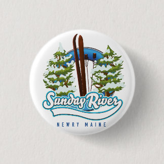 Chapa Redonda De 2,5 Cm Logo de esquí de Sunday River Newry Maine