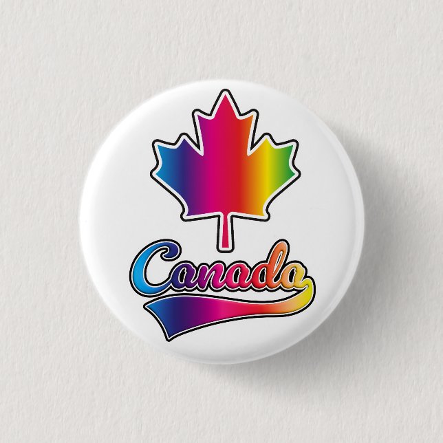 Chapa Redonda De 2,5 Cm Logo del arcoiris del Orgullo de Canadá (Anverso)
