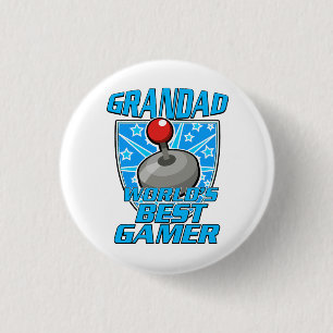 Chapa Redonda De 2,5 Cm Logo del mejor retro de gamer del mundo de Grandad