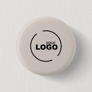 Chapa Redonda De 2,5 Cm Logotipo de negocio moderno profesional beige