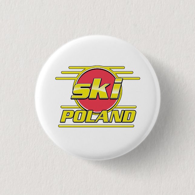 Chapa Redonda De 2,5 Cm Logotipo de Ski Polonia 80 (Anverso)
