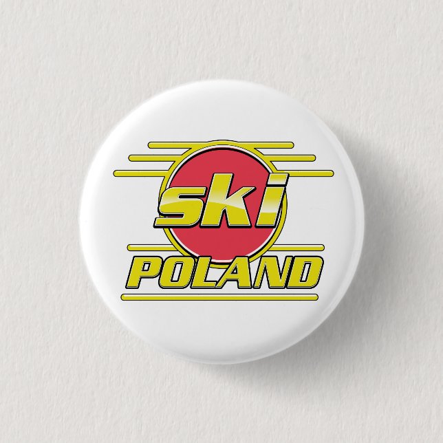 Chapa Redonda De 2,5 Cm Logotipo de Ski Polonia 80 (Anverso)