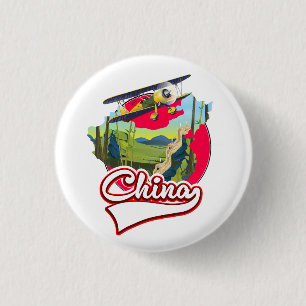 Chapa Redonda De 2,5 Cm logotipo del mapa de viaje de China