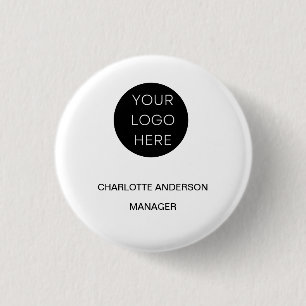 Chapa Redonda De 2,5 Cm Logotipo personalizado Blanco Minimalista moderno