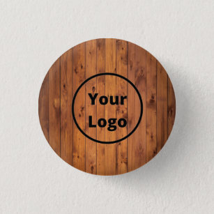 Chapa Redonda De 2,5 Cm logotipo personalizado madera marrón