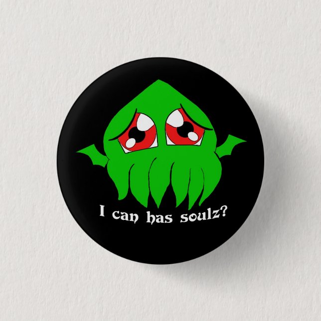 Chapa Redonda De 2,5 Cm Lolthulu de Chibi Cthulu (Anverso)