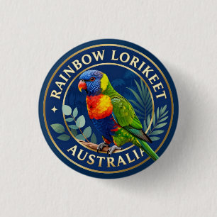 Chapa Redonda De 2,5 Cm 🦜 Loriquito Arcoíris Australia Ave Tropical