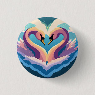 Chapa Redonda De 2,5 Cm Los Cisnes Enamorados