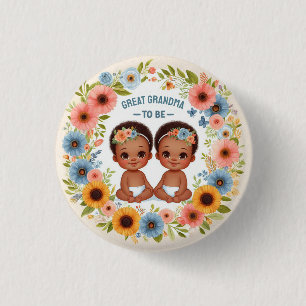 Chapa Redonda De 2,5 Cm Los gemelos africanos Baby Shower Gran Abuela De S