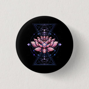 Chapa Redonda De 2,5 Cm Loto Flor Sagrada Geometría Yoga Meditación Spiri