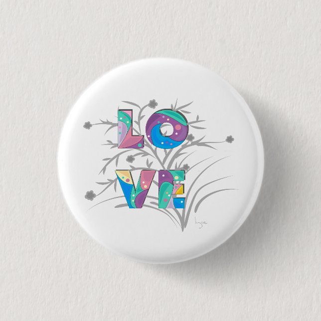 Chapa Redonda De 2,5 Cm LOVE Trendy Stylish Modern Graphic Button (Anverso)