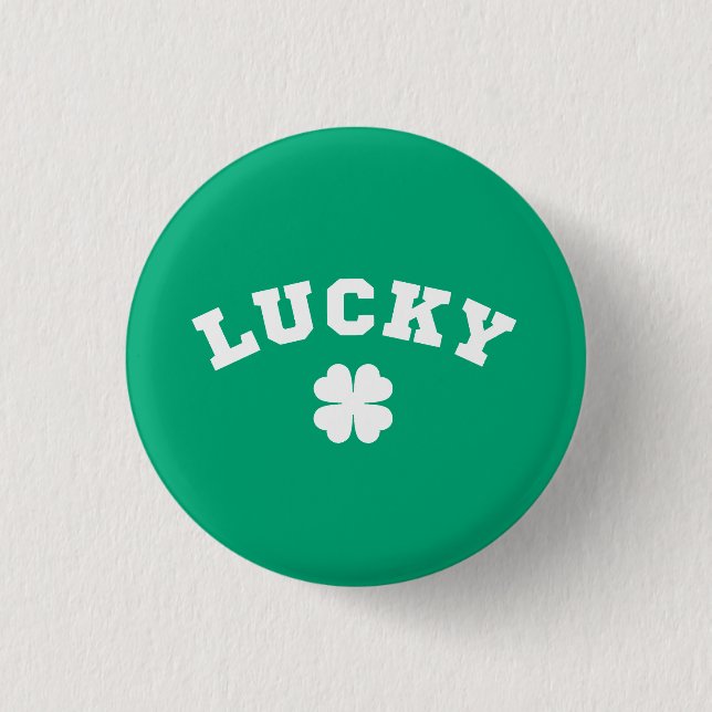 Chapa Redonda De 2,5 Cm Lucky Clover St. Patricks Day (Anverso)