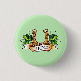 Chapa Redonda De 2,5 Cm Lucky, Shamrock, Horseshoe