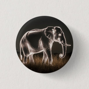 Chapa Redonda De 2,5 Cm Luminosa Elephant Silhouette