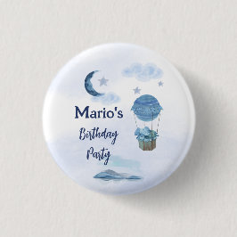 Chapa Redonda De 2,5 Cm Luna azul niño de cumpleaños pequeño elefante