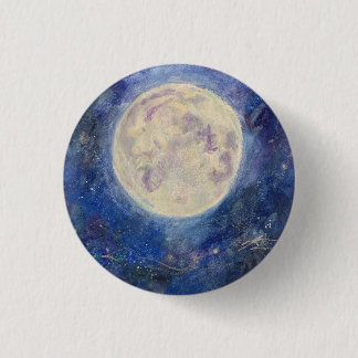 Chapa Redonda De 2,5 Cm Luna Llena Nocturna Cielo Celeste Maureen Girard U