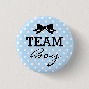 Chapa Redonda De 2,5 Cm Lunares azules Baby Shower del muchacho del equipo
