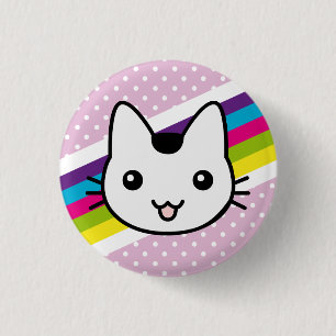 Chapa Redonda De 2,5 Cm lunares blancos del gato