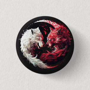 Chapa Redonda De 2,5 Cm Luz Espíritu Animal Fantasía Lobo Sombra