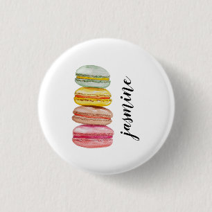 Chapa Redonda De 2,5 Cm Macarons Franceses Acuarela Pintado a Mano