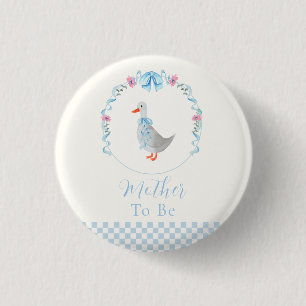 Chapa Redonda De 2,5 Cm Madre Azul Por Llegar Cuadrillé Silly Goose Baby S