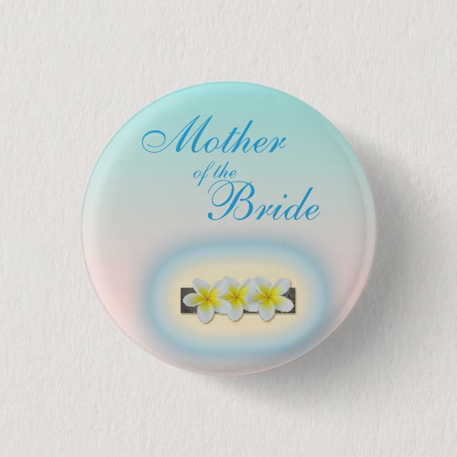 Chapa Redonda De 2,5 Cm Madre de la novia Frangipani Boda Pin (Anverso)
