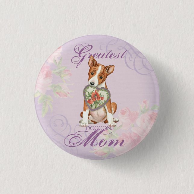 Chapa Redonda De 2,5 Cm Madre del corazón de Basenji (Anverso)