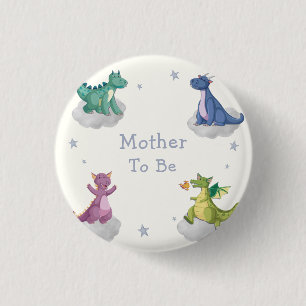 Chapa Redonda De 2,5 Cm Madre Futuro Estrellas Mágicas Dragón Baby Shower