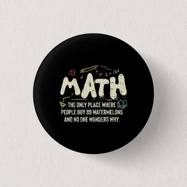 Chapa Redonda De 2,5 Cm Maestra Matemática: Regalo de profesor de matemáti (Anverso)