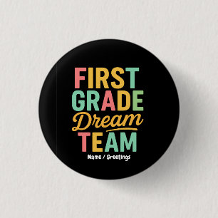Chapa Redonda De 2,5 Cm Maestro del Equipo de Ensueño de Primer Grado Regr