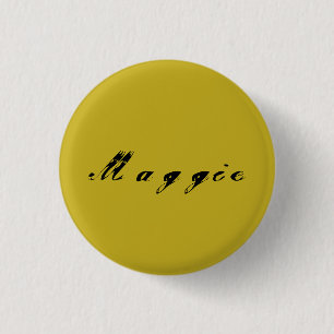Chapa Redonda De 2,5 Cm Maggie de la caligrafía negra huérfana